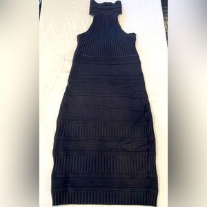 Catherine Malandrino black knit, high neck dress.